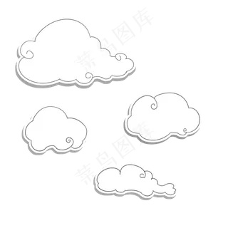云朵系列古典卡通云,免抠元素