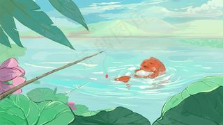 冷色系水彩风格治愈通用场景