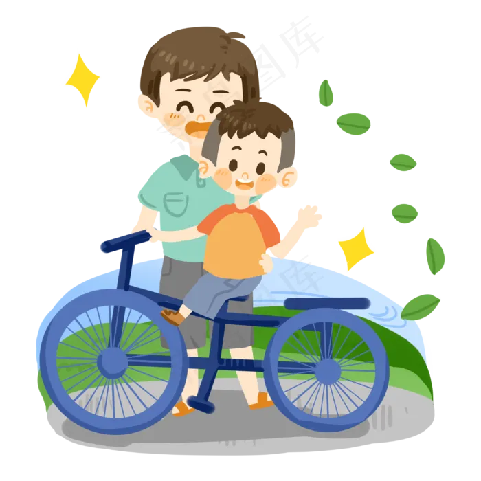 父亲节孩子学自行车PNG素材(3000X3000(DPI:300))psd模版下载