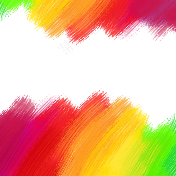 彩虹色油画水彩风边框PNG免抠图(2000X2000(DPI:400))psd模版下载
