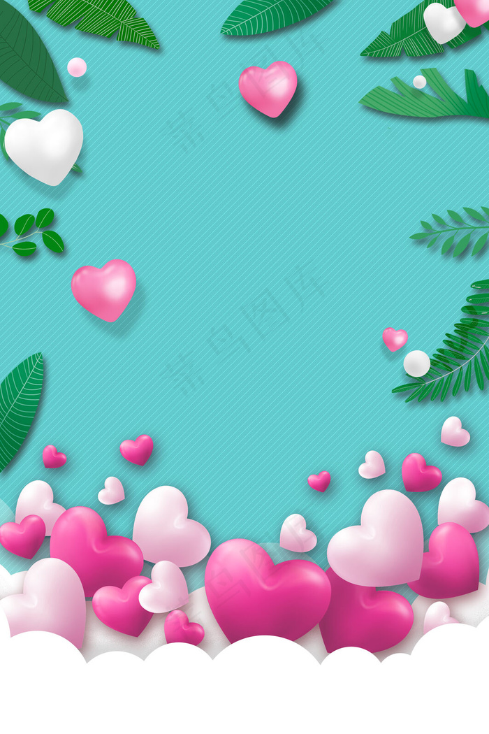 2.14情人节微立体爱心海报背景图片素材