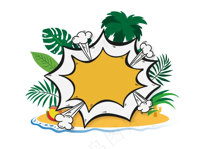 惊爆夏日绿植边框对话框ai矢量模版下载