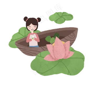 免扣端午习俗吃粽子元素