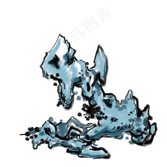 写意青山绿树免抠插图(2000X2000(DPI:132))psd模版下载