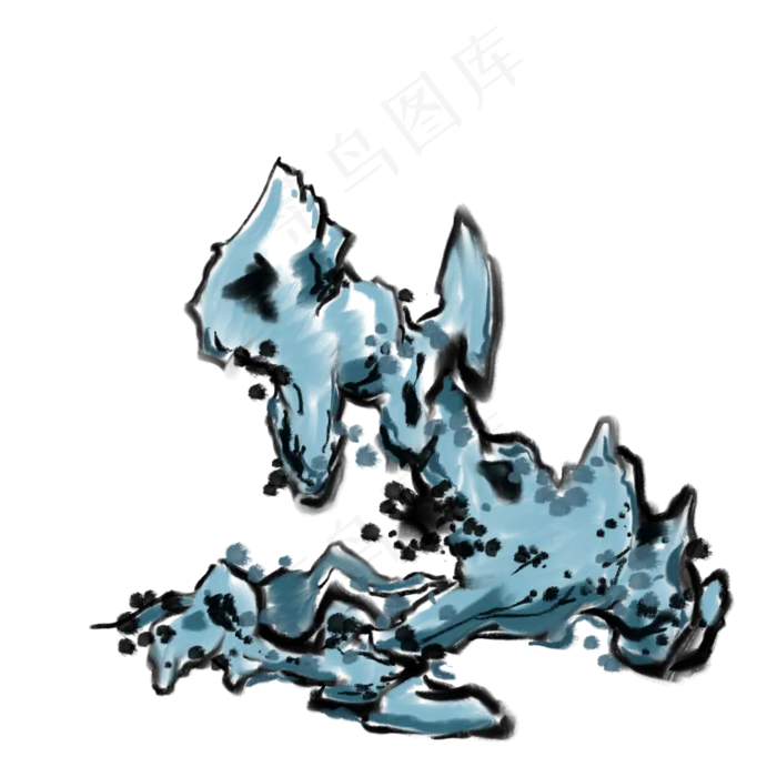 写意青山绿树免抠插图(2000X2000(DPI:132))psd模版下载