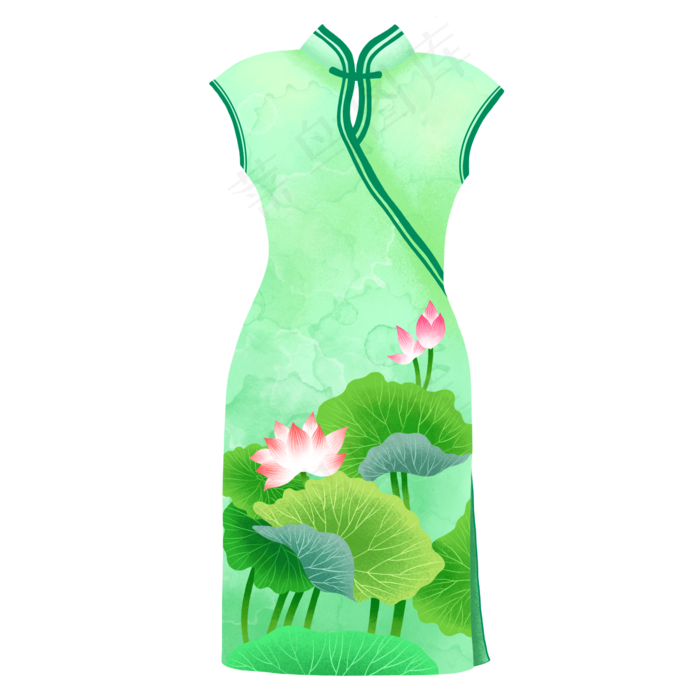 中式荷花旗袍(2000X2000(DPI:300))psd模版下载