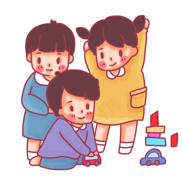 小孩子卡通儿童一起玩(2000X2000(DPI:300))psd模版下载