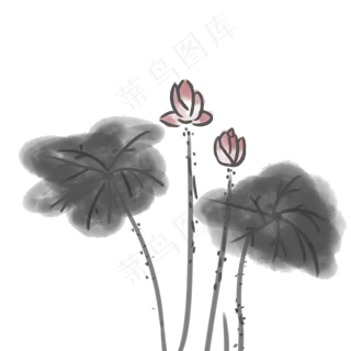 中国传统水墨荷花