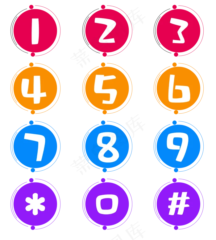 彩色圆形数字(2000X2227(DPI:150))psd模版下载