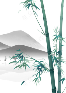 中式竹子绿色水墨装饰画