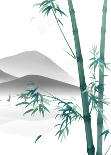中式竹子绿色水墨装饰画