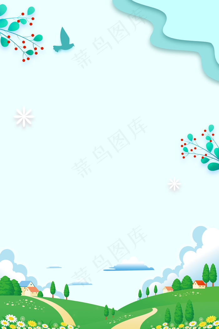 二十四节气清明节踏青背景