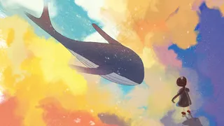 夏日黄昏女孩与鲸