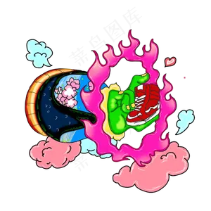 春节潮牌球鞋神仙手创意PNG