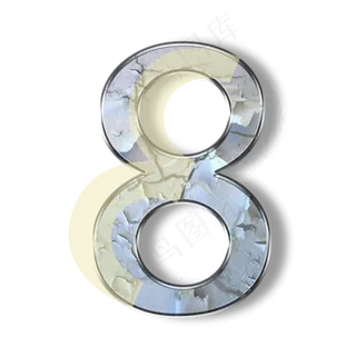 破旧裂纹墙壁PSD数字8