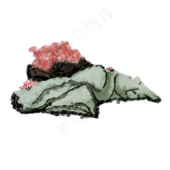 手绘中国风山水风景水墨画PNG(2000X2000(DPI:300))psd模版下载