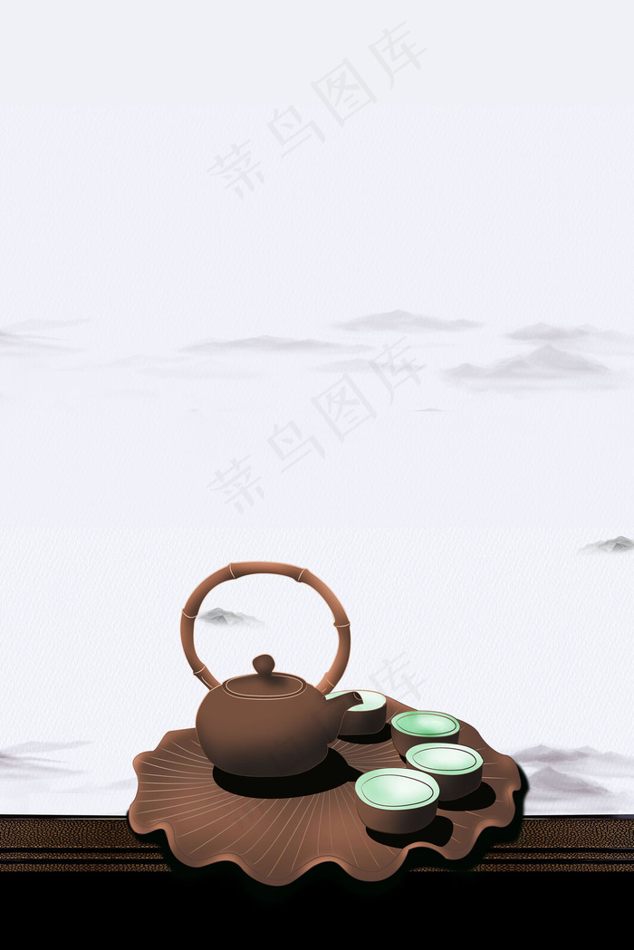 灰色简约古风茶叶广告背景