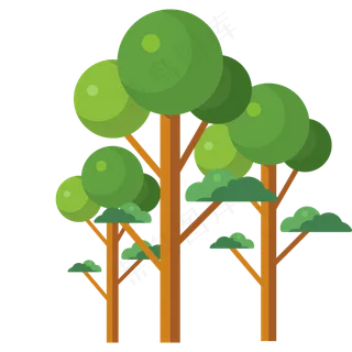春天丛林植物树木,免抠元素