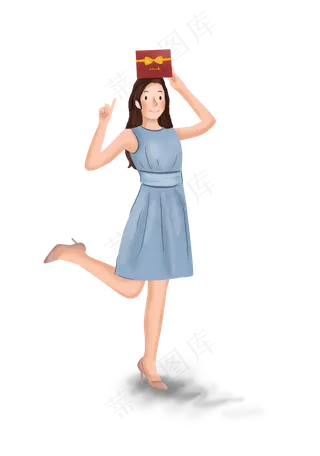 618购物节女孩和礼物盒