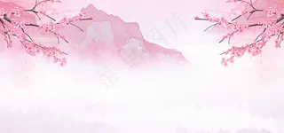 桃花节梦幻浪漫植物云层紫banner