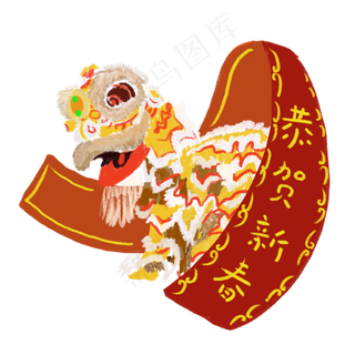 舞龙舞狮春节元素,免抠元素