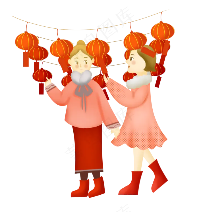 元宵节传统习俗猜灯谜元宵灯会小,免抠元素(2671X2851(DPI:300))psd模版下载