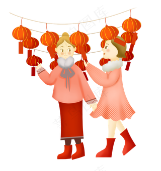 元宵节传统习俗猜灯谜元宵灯会小,免抠元素