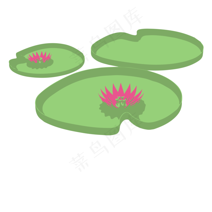 卡通绿色的荷花荷叶免抠图(1125X2436(DPI:72))psd模版下载