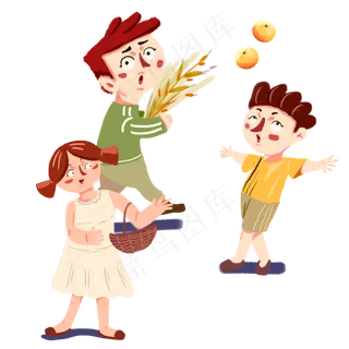 芒种儿童卡通手绘免抠人物素材