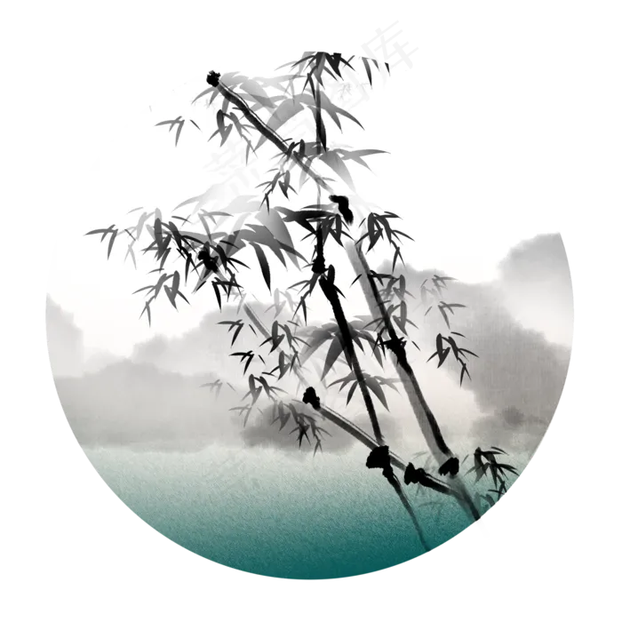 中国风水墨竹风景(2000X2000(DPI:96))psd模版下载