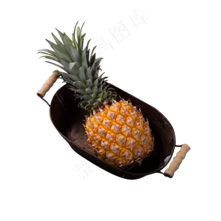 一铁盘的金黄菠萝
