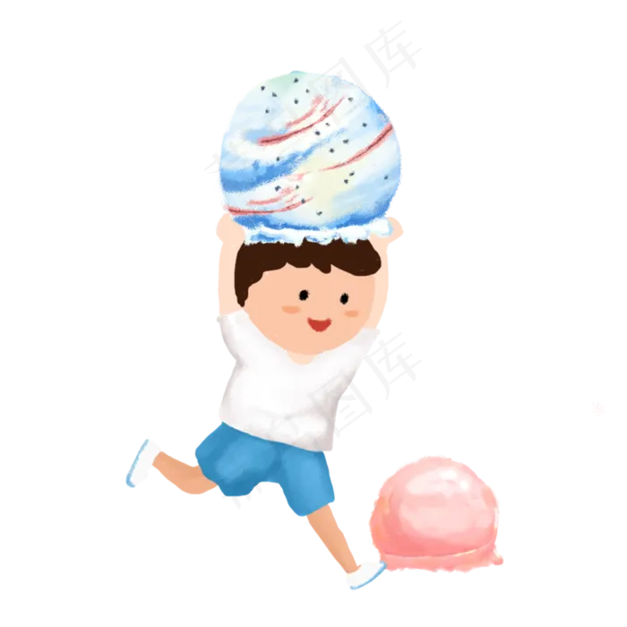 大暑手绘夏日美食冰淇淋免抠插图(2000X2000(DPI:300))psd模版下载