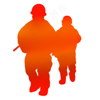 红色军人剪影,免抠元素