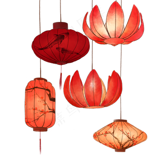 新年元宵节花灯夜,免抠元素