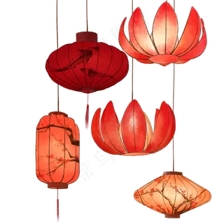 新年元宵节花灯夜,免抠元素