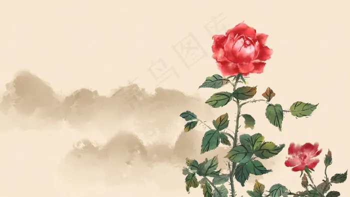 中国风古风月季花