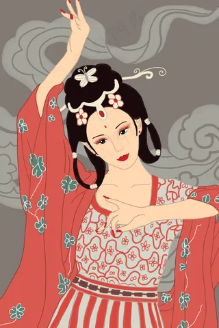 国潮传统文化之汉服服饰古装女子红袖