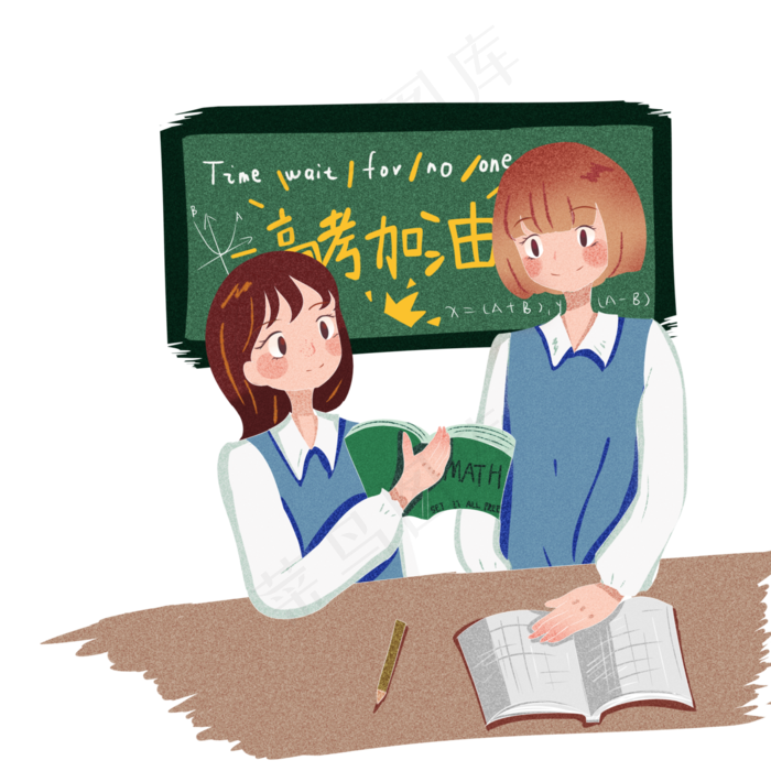 高考冲刺加油答题必胜PNG少女(4000X4000(DPI:299))psd模版下载