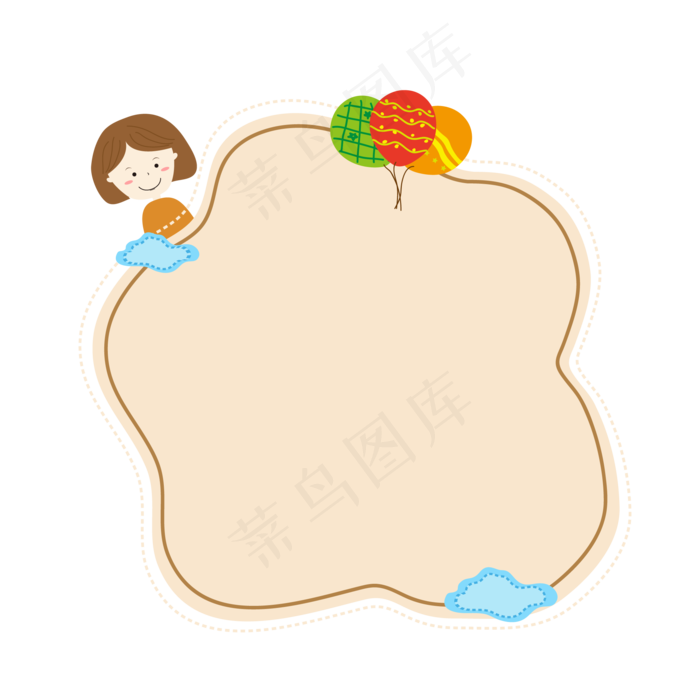 儿童节小女孩边框(2000*2000px 300 dpi )ai矢量模版下载