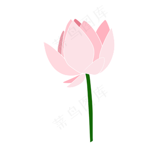 荷花扁平风水彩中国风桃花粉紫色
