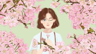 治愈唯美植物少女清新樱花五月郊游夏至春天