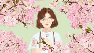 治愈唯美植物少女清新樱花五月郊游夏至春天