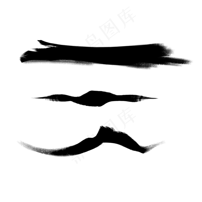墨迹笔刷毛笔书法效果免扣,免抠元素(2000*2000px 300 dpi )psd模版下载