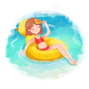 小暑大海游泳女生png素材