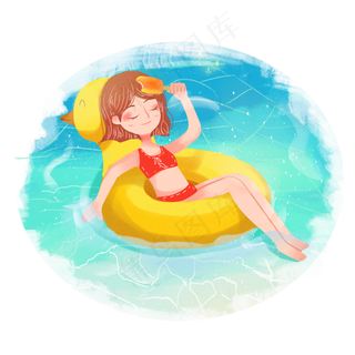 小暑大海游泳女生png素材