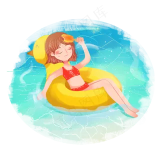 小暑大海游泳女生png素材