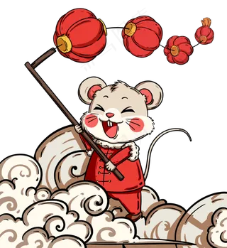 手拿灯笼的老鼠,免抠元素