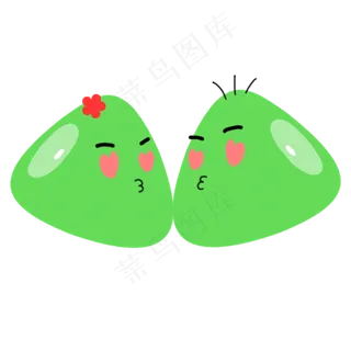 两个可爱的绿色情侣粽子