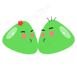 两个可爱的绿色情侣粽子