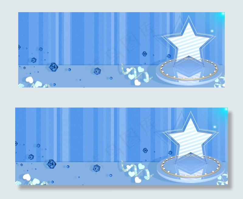 C4D立体五角星舞台电商淘宝背景